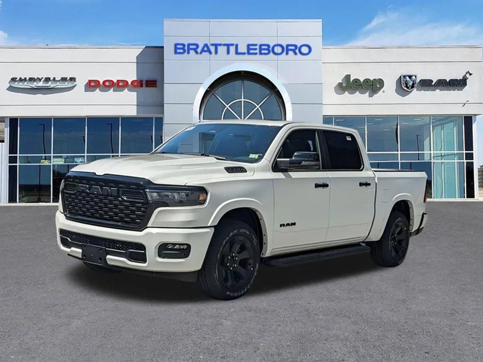2026 RAM 1500 Big Horn White: One of the best 2026 RAM 1500 models, available at Brattleboro CDJR, Vermont.