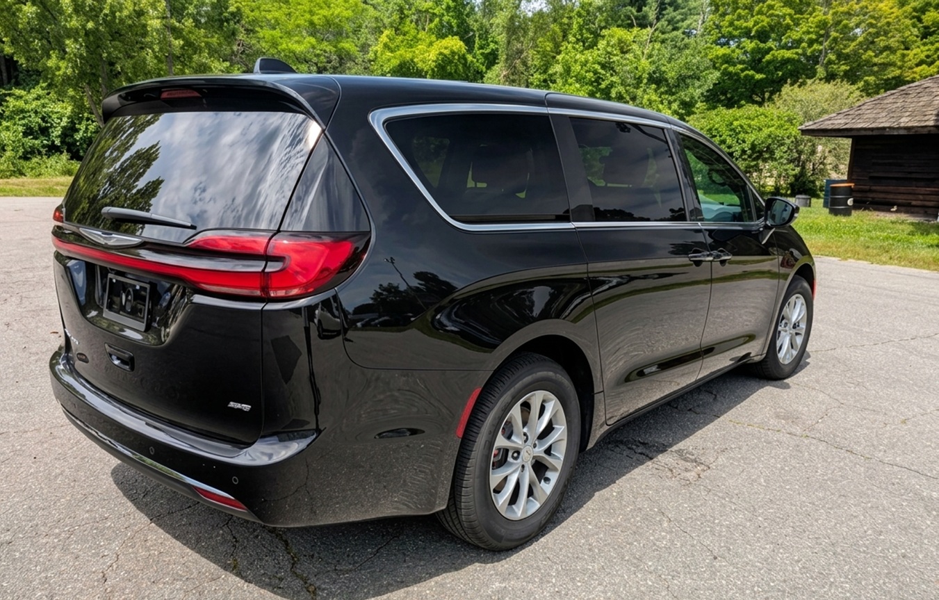 New 2026 Chrysler Pacifica Select Awd back: Chrysler Pacifica AWD in stock now at Brattleboro CDJR, Vermont.